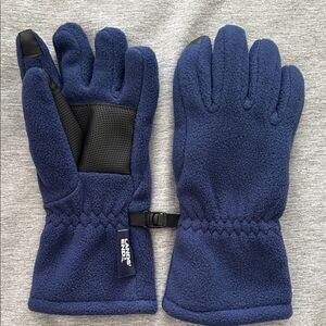 Lands' End Kids Navy Fleece Gloves with Black Grip
